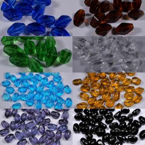 50pcs glass diamond rhombus beadsclear amber blue green aqua black purple