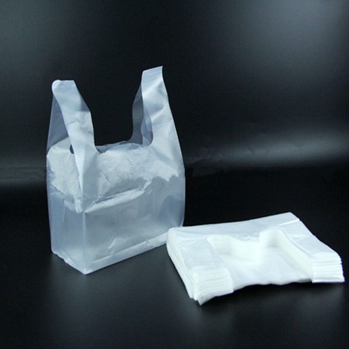 Carry Out Retail Supermarket Grocery White Plastic Shopping Bag 28.5x18cm 100Pcs