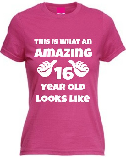 THIS IS WHAT AN AMAZING 16 YEAR OLD.. T-SHIRT Sixteenth Birthday Gift Cotton