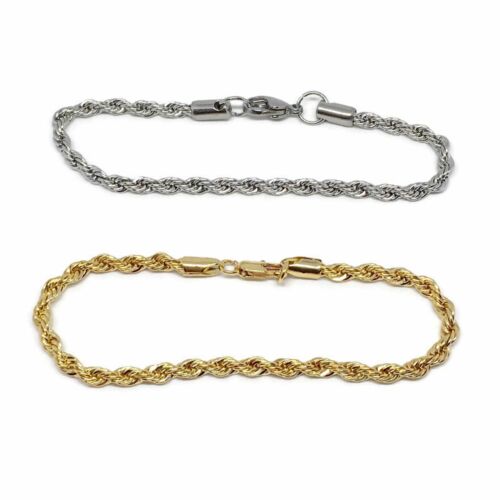 Gold Silver Steel Rope Bracelet l FREE UK POST Link Stainless Chain Anklet 