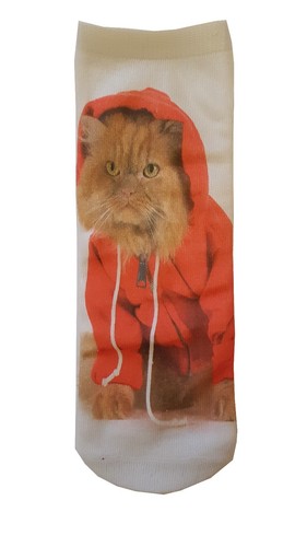 Cute 3D Cat Red Hoodie Print Men Women Kid Fashion Designer Low Cut Ankle Socks