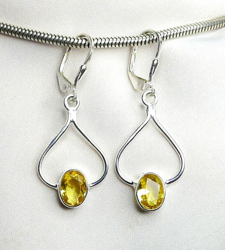 Citrin Ohrhänger 925 Sterling Silber Klappbrisur modisches Design neu