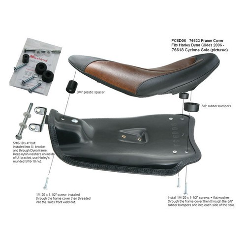 Mustang Cyclone Solo Siège Kit F Harley-Davidson Dyna 06-17