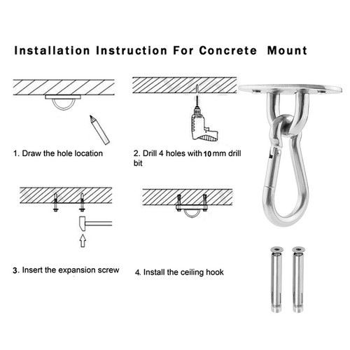 Multi-Function Fitness Hammock Yoga Ceiling Anchor Wall Mount Camping Hiking