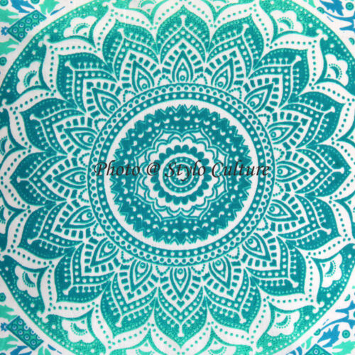 Indian Green Ombre Mandala Cushion Cover Home Decorative Cotton Pillowcase 16" 