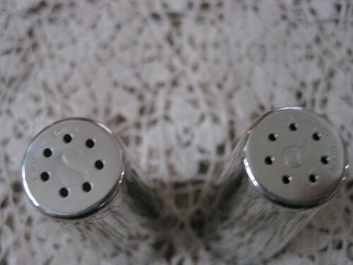 Mid Century Salt and Pepper Shakers Chrome 3/"