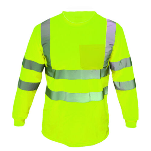 Hi Vis T Shirt High Visibility ANSI Class 3 Reflective Long Sleeve Neon Lime 