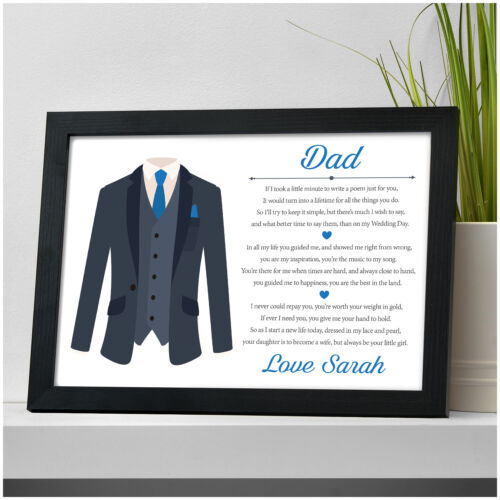 Father of the Bride PERSONALISED Thank You Poem Gifts for Dad Daddy Step Dad 