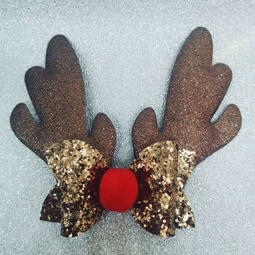 Girls 3.5/" Rudolph Hair Bow