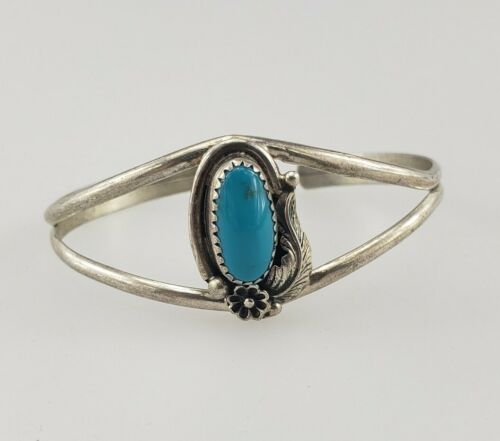 Details about  / Navajo Turquoise Native Indian Bangle Bracelet Size 7 Circle JW Sterling Silver