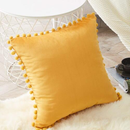 Soft Particle Velvet Cushion Covers Pom-poms Pillowcase Sofa Decor 45*45cm CW