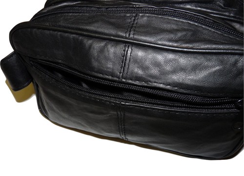 Jumbo Homme Véritable Cuir Souple Washbag Double Top Zip Gents Extra Large New