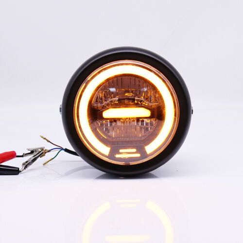 5.757"35W LED Motorcycle Bike Headlight Cover Turn Signal White/Amber Lamp Bulb 