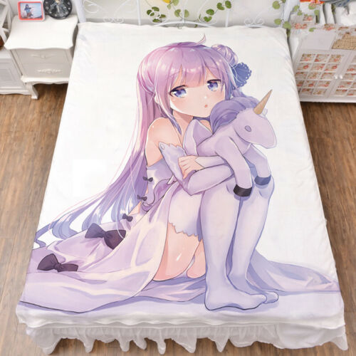 Anime Azur Lane Atago Belfast bed Milk fiber sheet & flannel blanket 150x200cm 