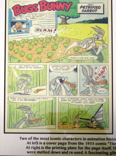 printed to plate! Bugs Bunny /& Elmer Fudd 1955 Printing Plate /& comic page