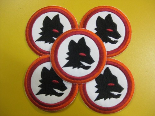 5 PEZZI patch AS ROMA CALCIO toppa ricamata piccola LUPA ricamo Curva Sud ULTRAS