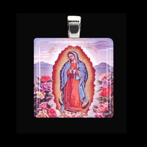 VIRGIN OF GUADALUPE Our Lady of Guadalupe Virgin Mary Tile Pendant Necklace