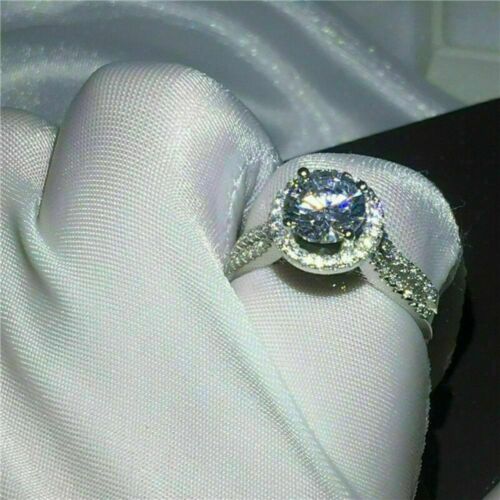 Details about   3.85 Ct White Moissanite Round Engagement Wedding Ring 925 Sterling Silver 