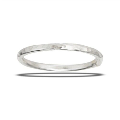 Free Gift Packaging Sterling Silver 2 mm Wide Thick Hammered Band Ring