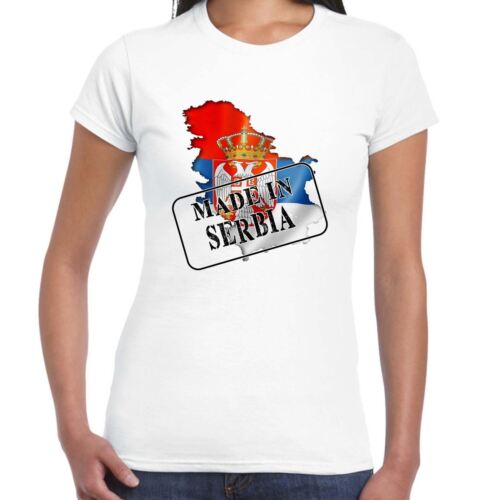 Flag and map Made in Serbia Gift Tee Ladies T Shirt Country 