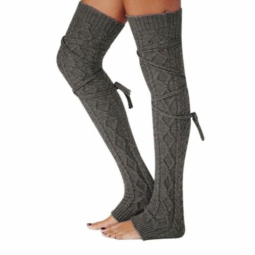 Women Girls Winter Long Leg Knit Crochet Socks Leg Stocking Warmers DD 