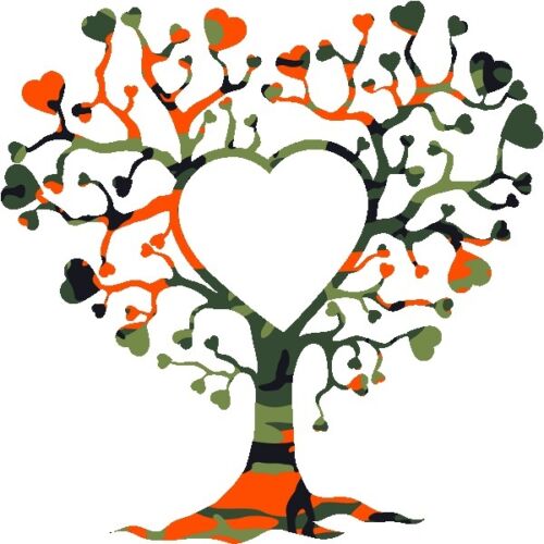 30 Custom Orange Camo Heart Tree Personalized Address Labels 