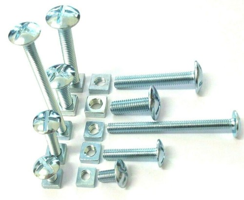 120mm. 12mm Mushroom slotted head Roof M6 Roofing bolts /& Nuts BZP Fixing