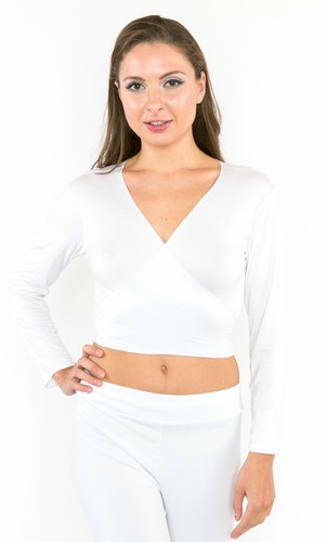 Long Sleeved Cotton Belly Dance Yoga Pilates Wrap Bolero Exercise Top NEW UK