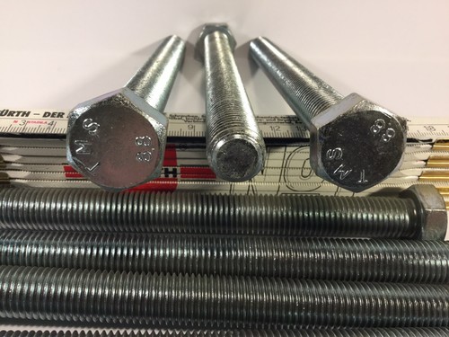 3x M16 X 180 M16x180 Maschinenschrauben DIN 933 8.8 verzinkt Vollgewinde