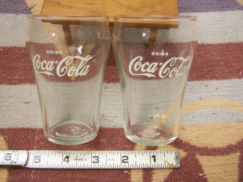 SODA FOUNTAIN GLASS UNUSED COKE LIBBY 2 4U CASE FRESH DRINK COCA COLA 6oz  4in 