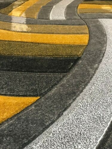 Alfombras Aprox 8x5ft 160x230CM Tallado Alfombras de calidad superior gris-amarillo Nuevos Diseños De Alfombra