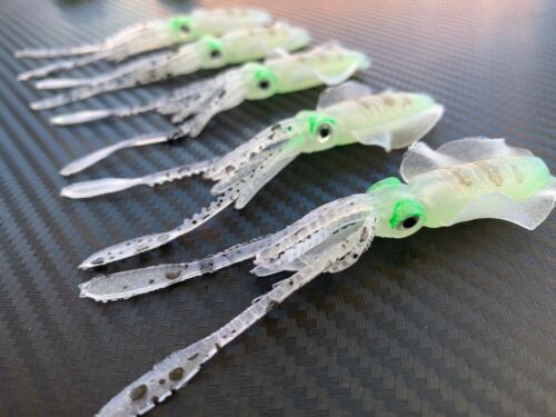 5pcs Kingfish Lumo Squid Soft Plastic Fishing Lure Snapper Inchiku Assist Glow