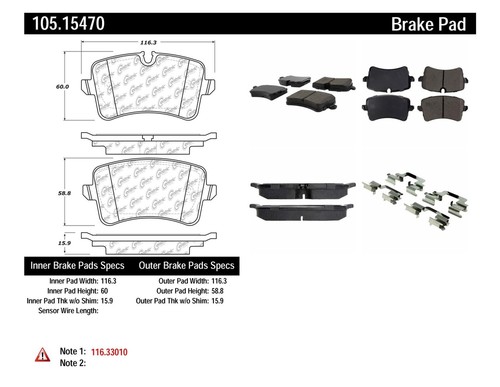 Disc Brake Pad Set Rear Centric 105.15470