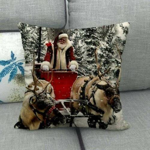 18"*18" Christmas Santa Claus Snowman Cushion Cover Zippered Square Pillow Case 