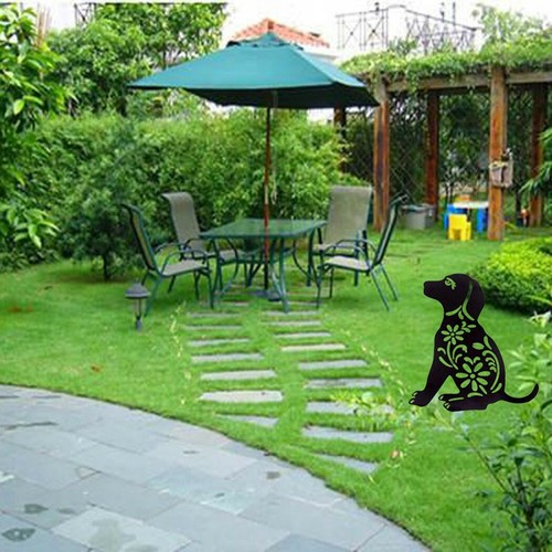 2pcs Outdoor Decoration Dog Stake Garden Lawn Ornaments Yard Decor Acrylic Black