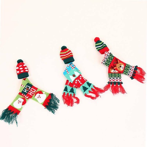 Christmas Wine Bottle Cover Santa Claus Elk Pine Scarf Hat Set Xmas Decoration