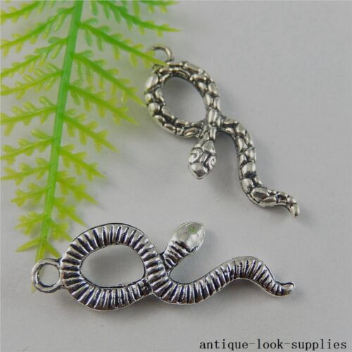Vintage Silver Alloy Snake Animal Pendants Charms Crafts Findings 10pcs 50788 
