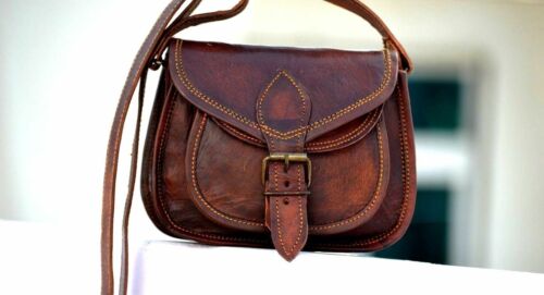 Women Vintage Style Genuine Brown Leather Cross Body Shoulder Bag Handmade Purse 