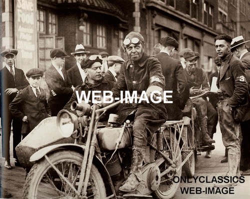 1919 GEORGE CONNORS AND BILL MANS SIDECAR MOTORCYCLE RACING ENDURANCE RACE PHOTO
