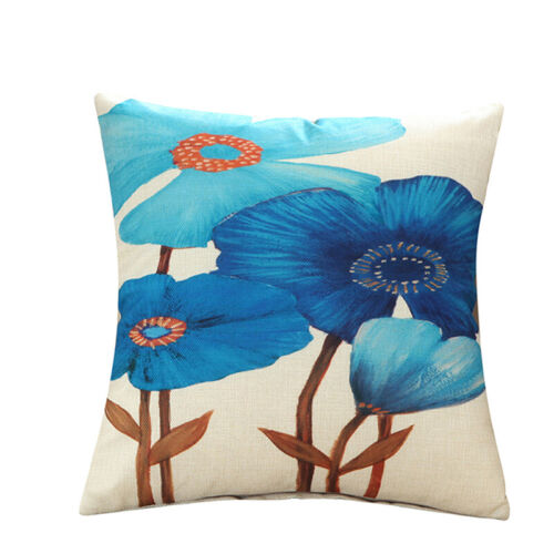 Plant Printed Cushion Cover Floor Pillow Case Cotton Square Room Decorative BS
