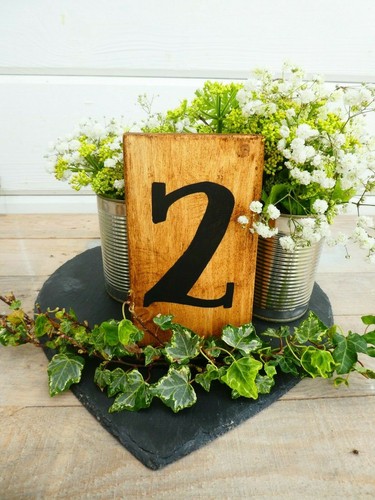 Custom Made Rustic Wedding Table Numbers Table Decoration Hand Crafted