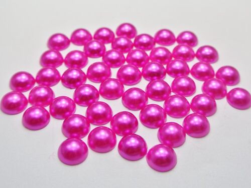 200 Hot Pink Acrylic Half Pearl Flatback Round Bead 10mm Scrapbook Craft 