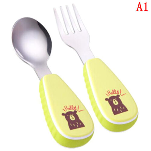 Baby fork and spoon toddler utensils feeding training child tableware set 2 p FJ 