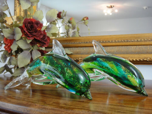 Dauphin Set sculpture cristal verre art Dauphin personnage luxe style Murano Noble Neuf