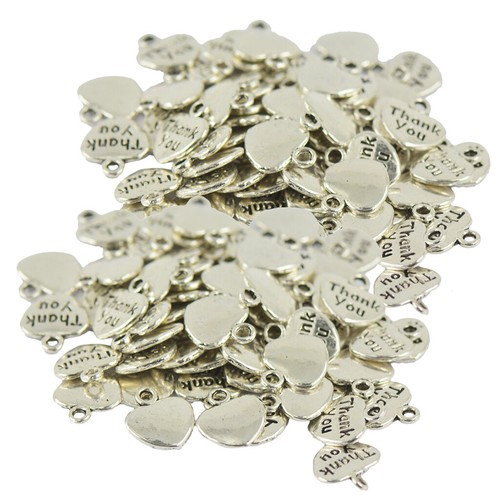 100pcs12mm Charms Thank You Heart Pendentif Tibet Silver Bijoux en bijoux