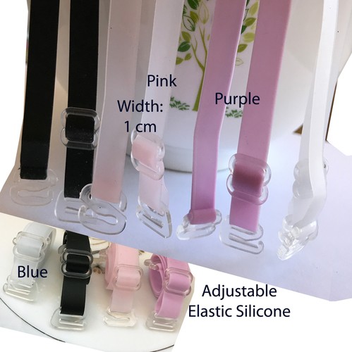 Adjustable Elastic Silicone Shoulder Bra Straps color 1cm us seller black pink
