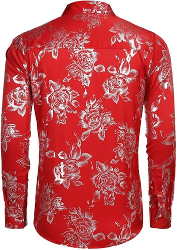 Details about / COOFANDY Men/'s Rose Shiny Shirt Luxury Flowered Printed Button Down Shirt