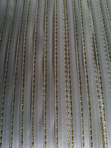 5M 6mm Thin Cream Gold Edged Satin Ribbon Trim Card Making Scrapbooking Christma