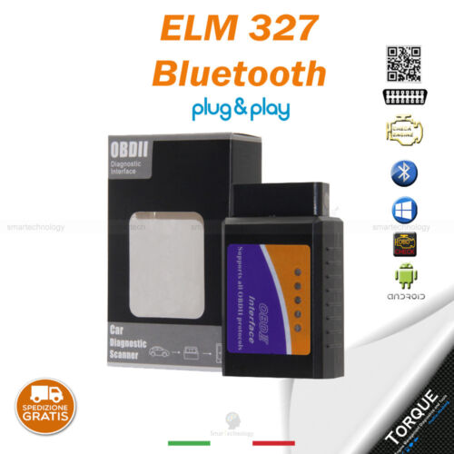 MINI ELM327 OBD2 V1.5 STRUMENTO PER DIAGNOSI AUTO INTERFACCIA BLUETOOTH ANDROID