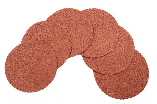 Daisy® Woven Braided Non-Slip Table Placemats 15 Inches Round Set Of 6